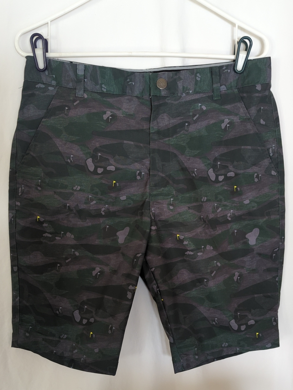 PUMA Flagstick Camo Golf Shorts Men Size 32 573228 Green Grey dryCELL